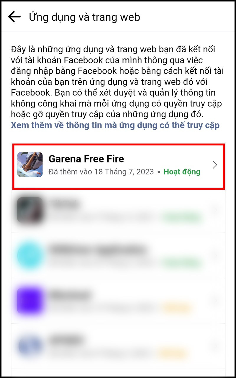 Hoạt động ứng dụng Facebook