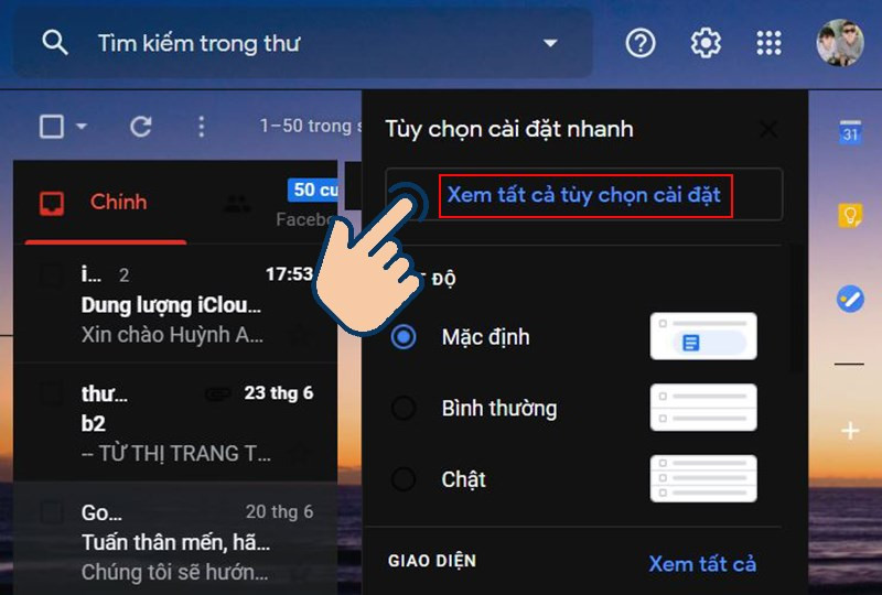 họn v&agrave;o Xem tất cả tuỳ chọn c&agrave;i đặt.