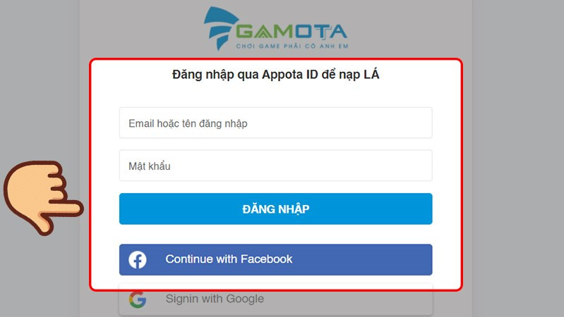 Hướng dẫn nạp thẻ Gamota 2