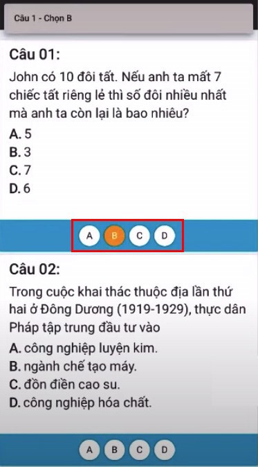 Làm bài trắc nghiệm trên Azota điện thoại