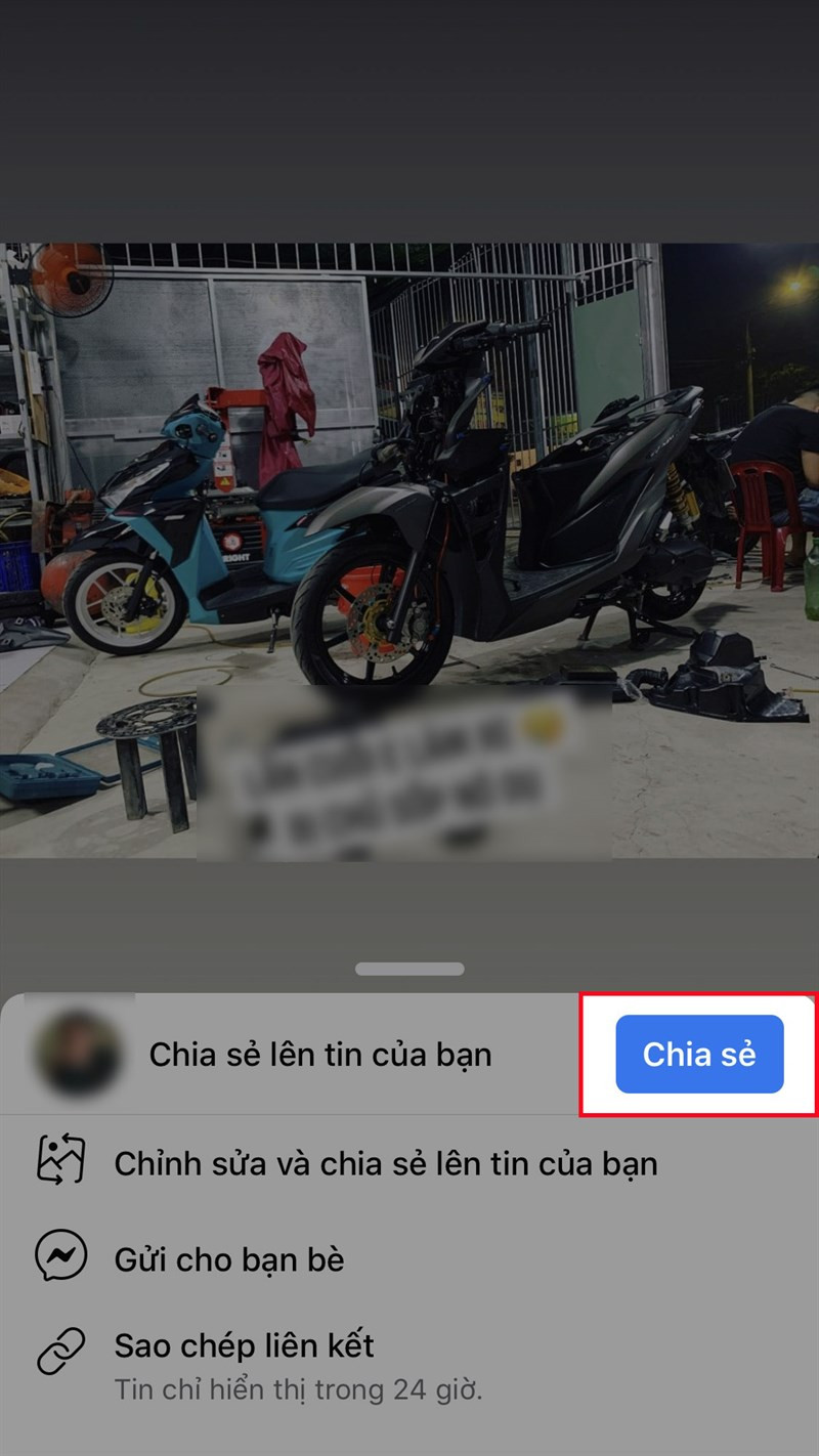 Lựa chọn hình thức chia sẻ story Facebook