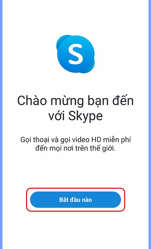 Màn hình bắt đầu của Skype