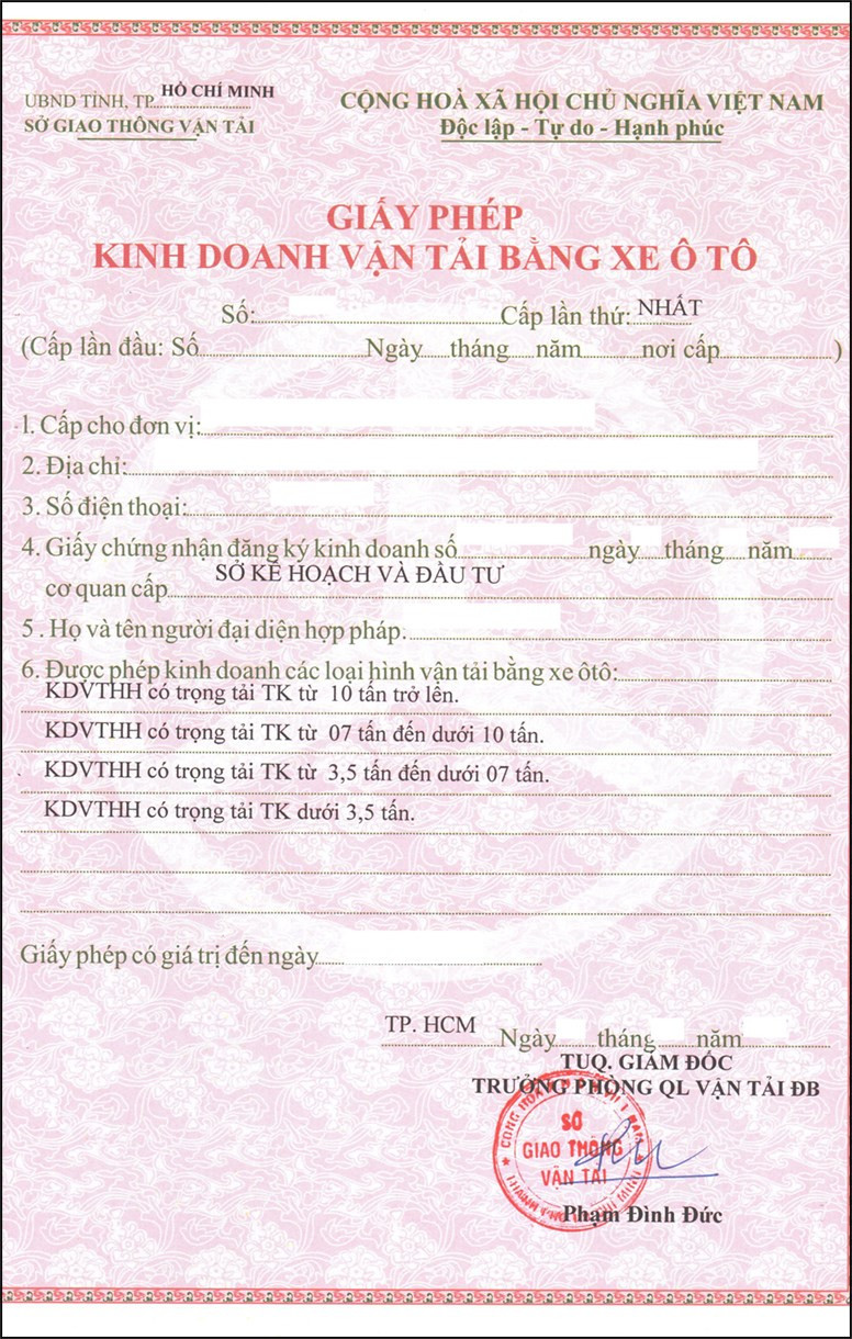 Mẫu giấy phép kinh doanh