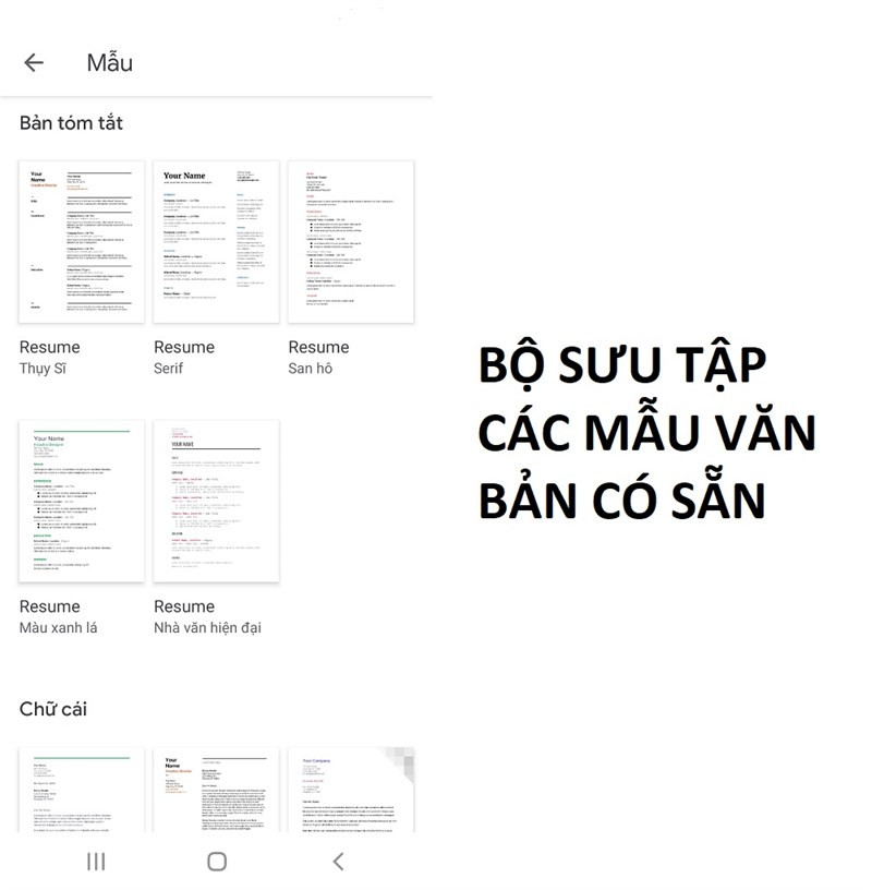 Mẫu tài liệu Google Docs