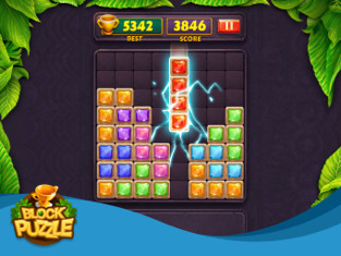 Màn hình chính game Block Puzzle Jewel Legend trên iOS với các khối hình đầy màu sắc