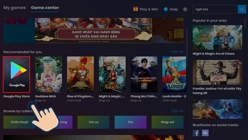 Mở Google Play trong Bluestacks