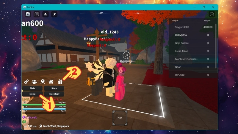 Mở Roblox và vào game Jujutsu Piece