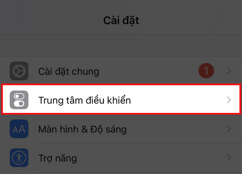 Mở Trung tâm Điều khiển