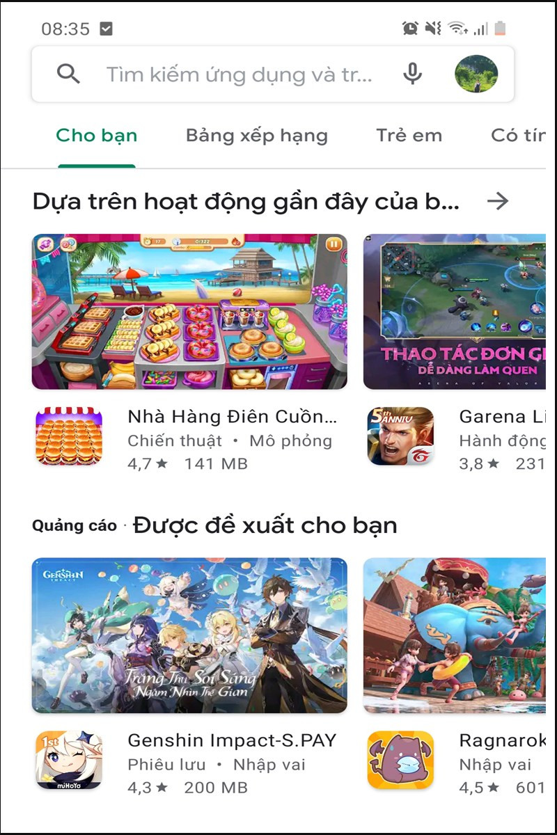 Mở ứng dụng CH Play