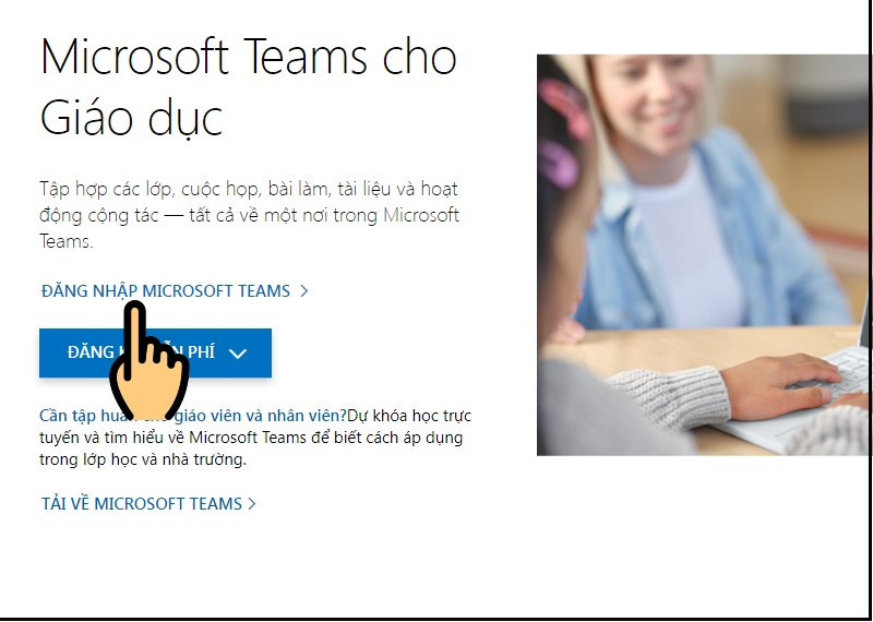 Nhấn nút Đăng nhập Microsoft Teams