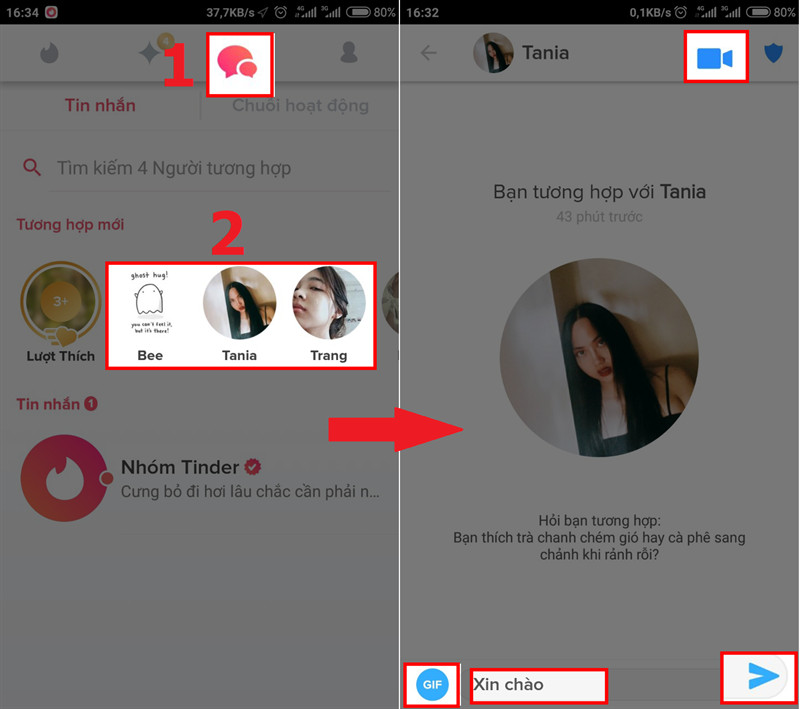 Nhắn tin bằng Tinder