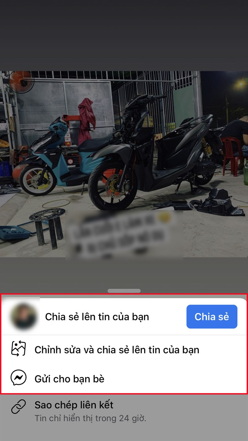 Nhấn vào biểu tượng mũi tên để chia sẻ