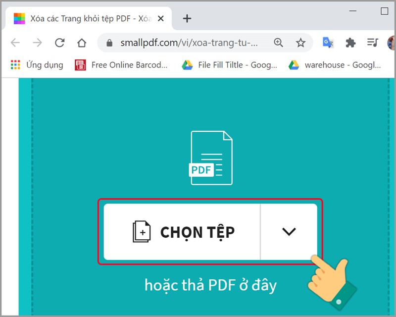 Nhấn vào Chọn tên trong trang SmallPDF