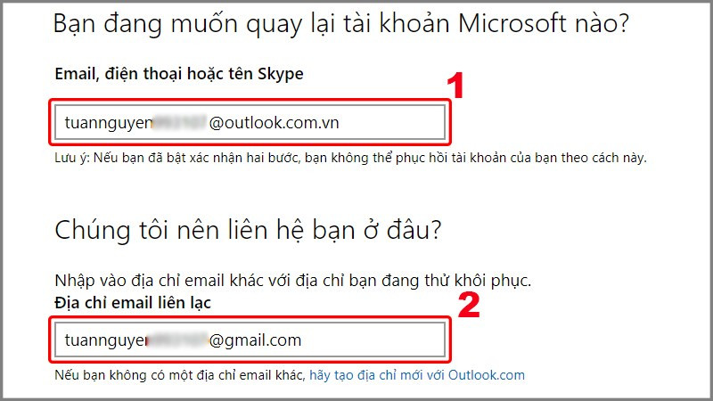 Nhập email sử dụng để xác thực