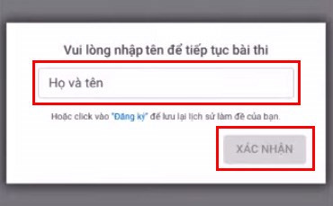 Nhập tên và xác nhận trên Azota điện thoại