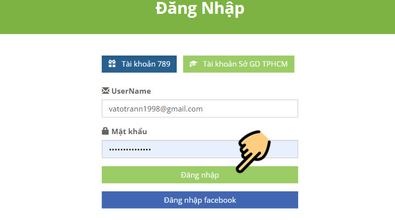 Nhập th&ocirc;ng tin Username