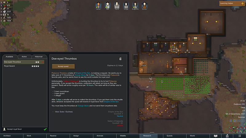 Nhiệm vụ đa dạng trong RimWorld