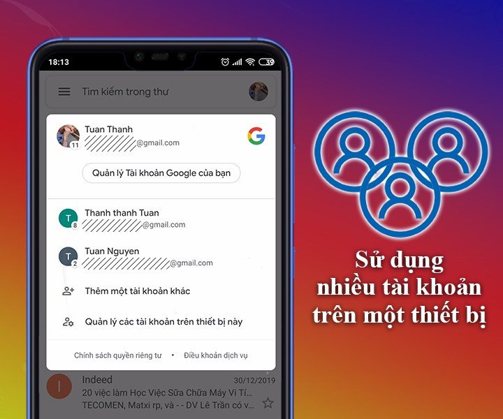 Quản lý nhiều tài khoản Gmail
