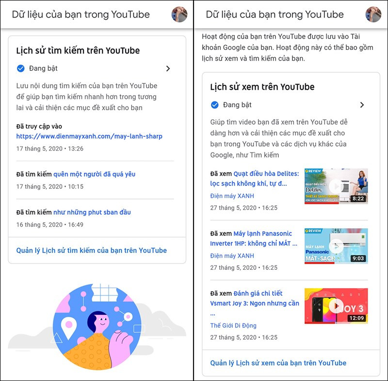 Quản lý lịch sử YouTube