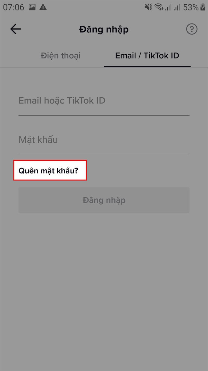 Quên mật khẩu TikTok