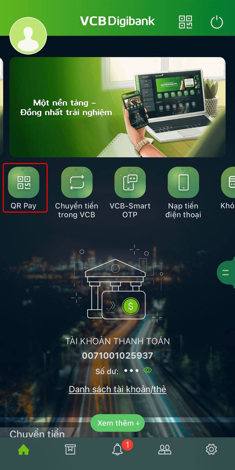 Rút tiền bằng mã QR