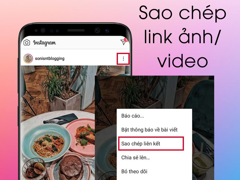 Sao chép liên kết Instagram