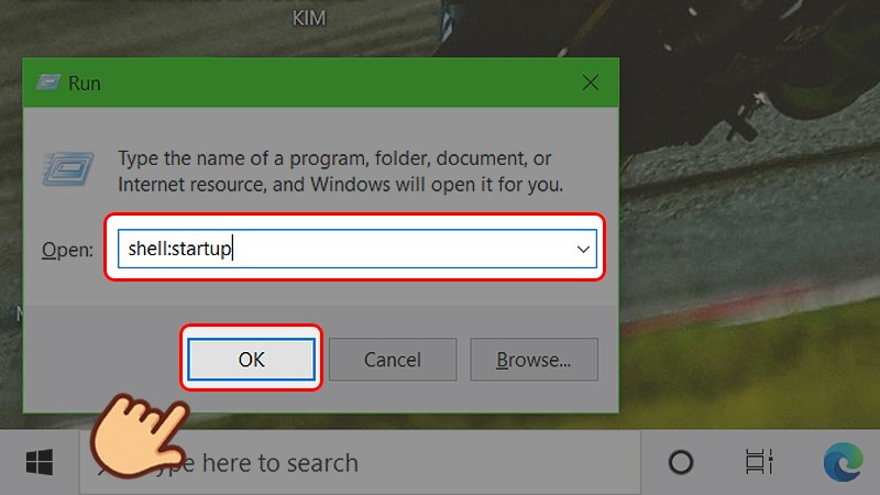 Sử dụng hộp thoại Run để mở thư mục Startup cho người dùng hiện tại