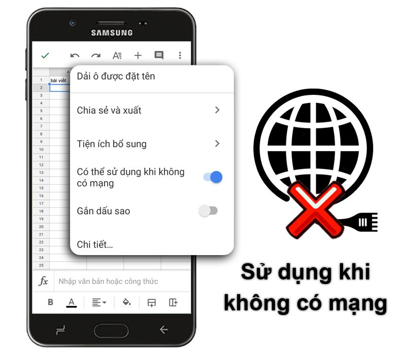 Sử dụng trang tính khi không có mạng