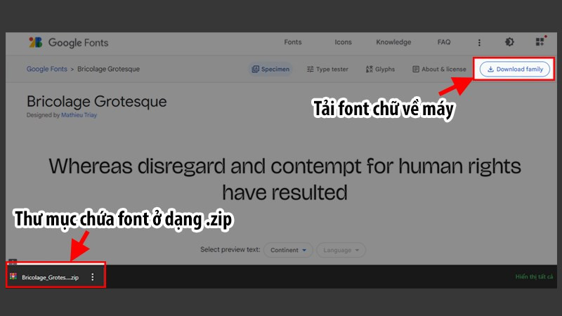 Tải font chữ về máy 