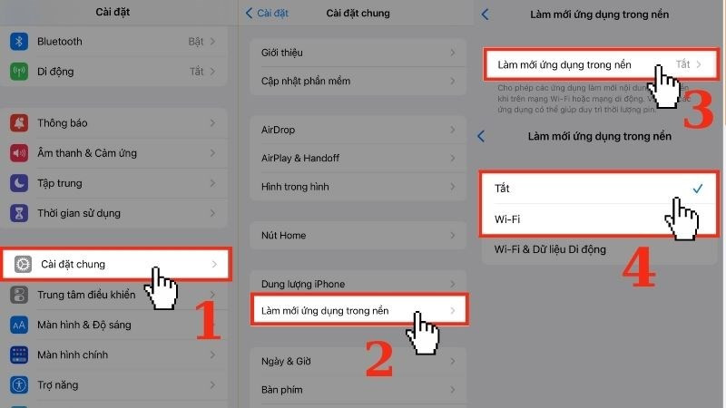 Tắt làm mới ứng dụng nền iPhone