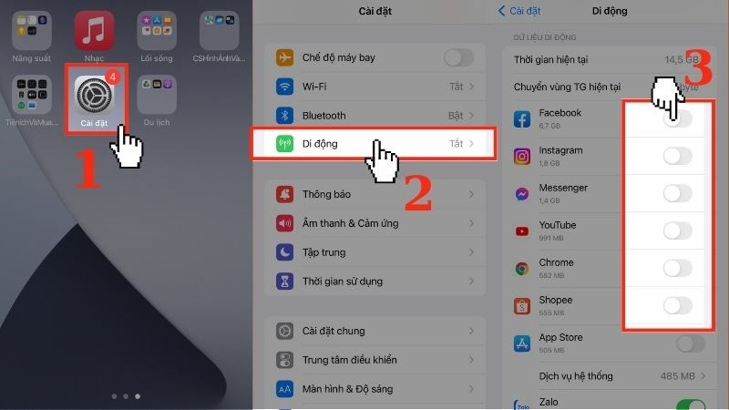 Tắt ứng dụng sử dụng dữ liệu nền iPhone