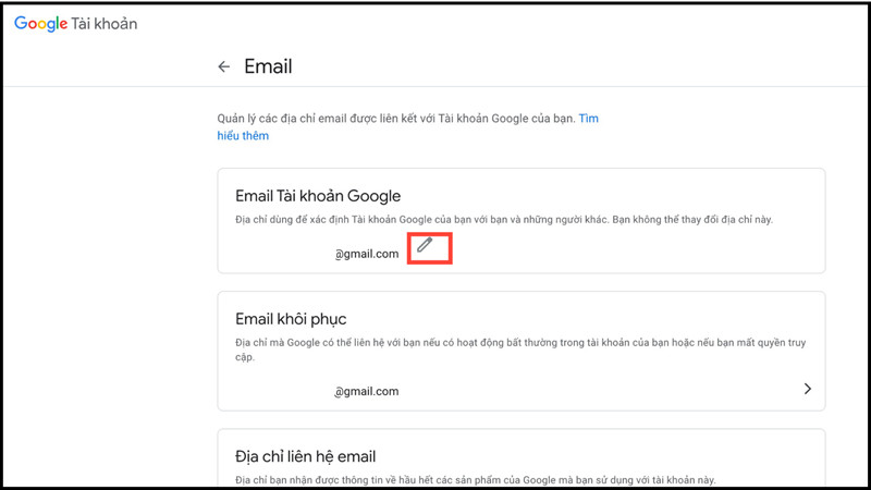 Thay đổi địa chỉ email