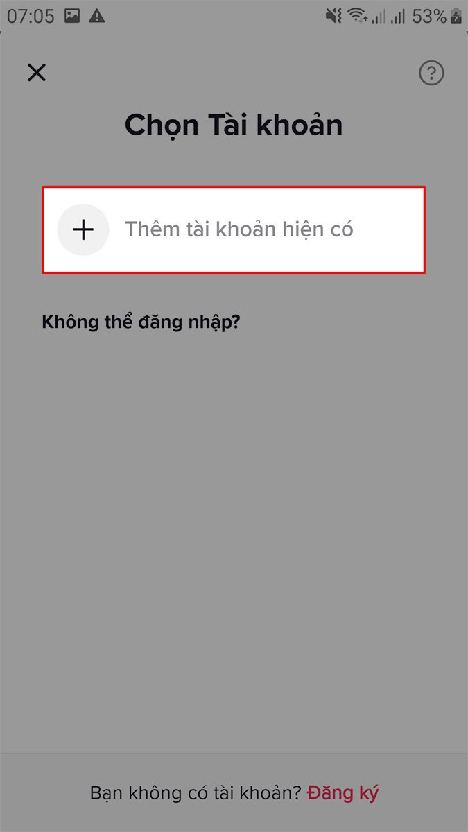 Thêm tài khoản hiện có