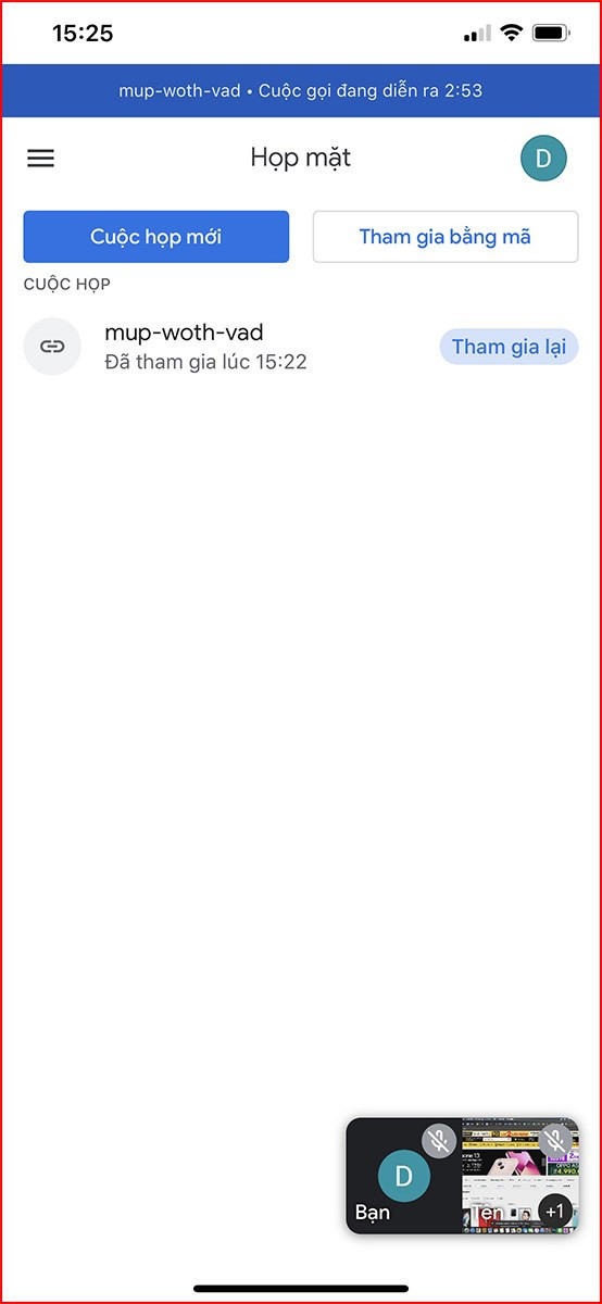 Thu nhỏ Google Meet trên điện thoại