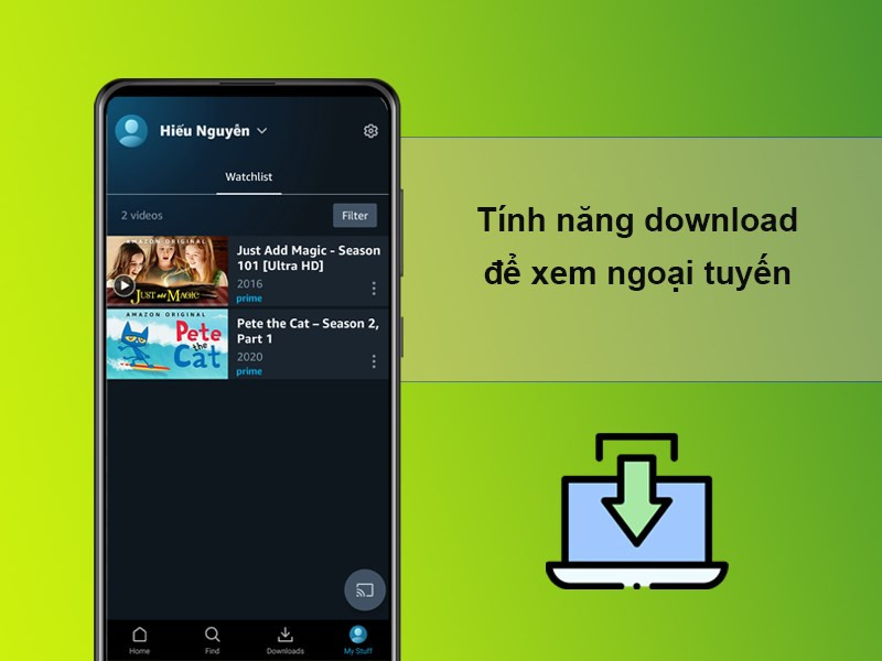 Tính năng download để xem ngoại tuyến