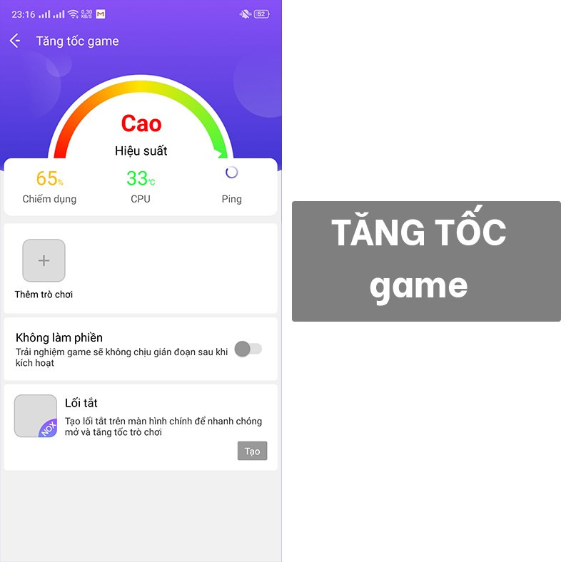 t&iacute;nh năng tăng tốc game gi&uacute;p tăng trải nghiệm khi chơi game