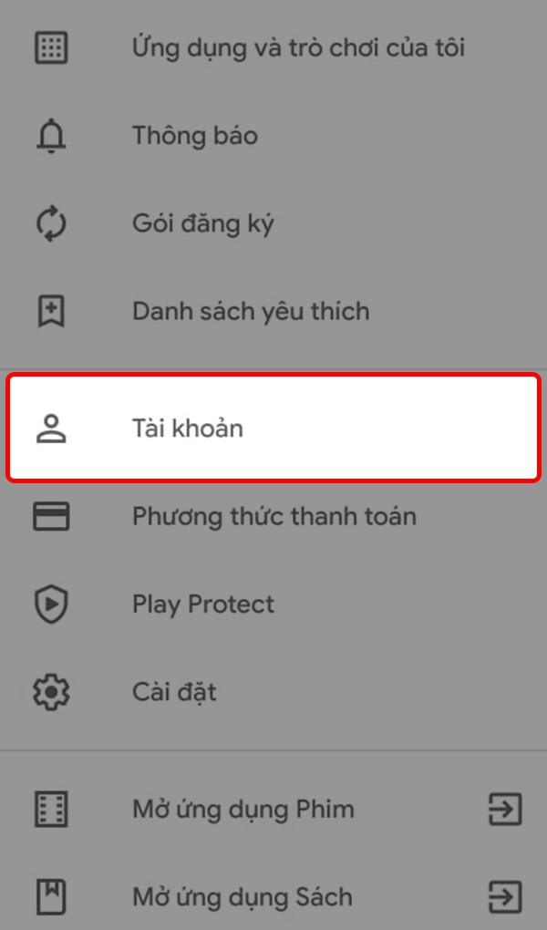 Truy cập cài đặt tài khoản