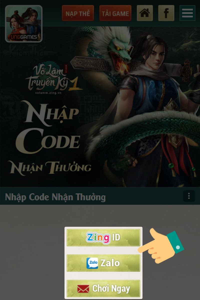 Truy cập trang đăng nhập game