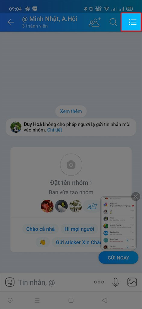 Truy cập vào nhóm chat Zalo