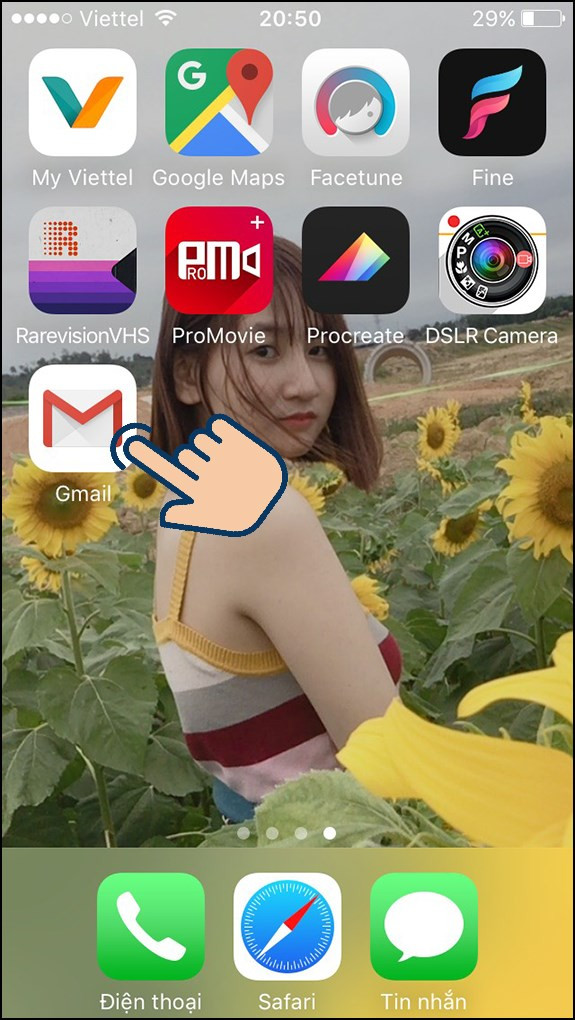 v&agrave;o ứng dụng Gmail.