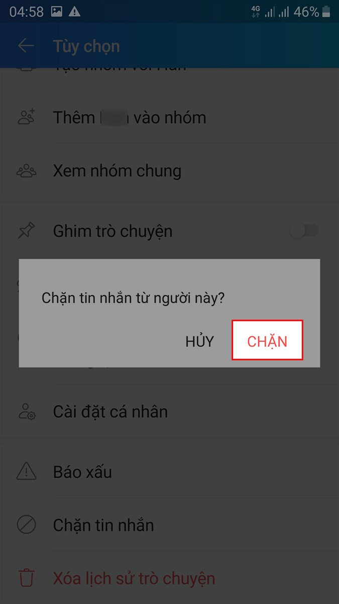 Xác nhận CHẶN