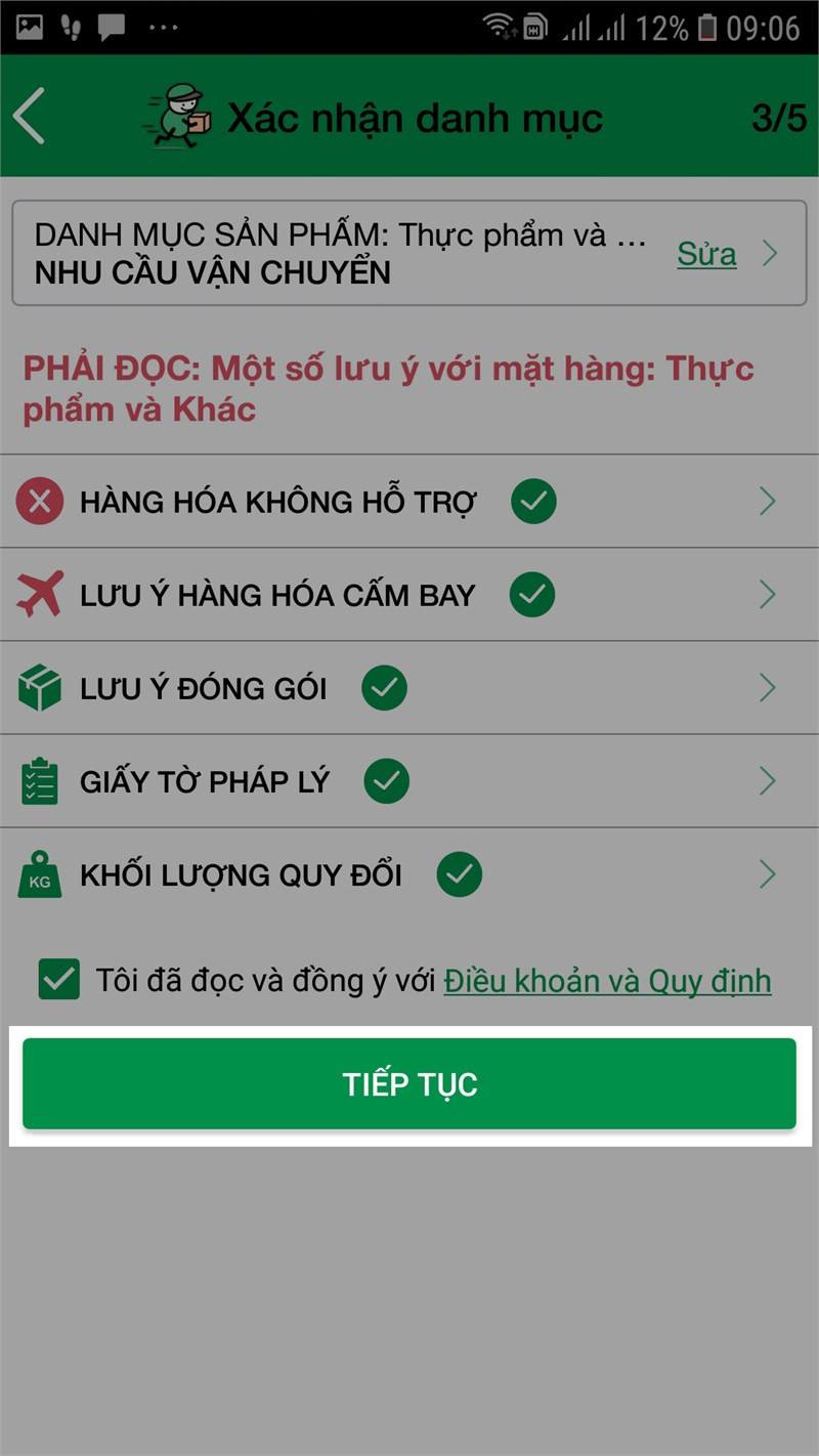 Xác nhận danh mục hàng hóa không hỗ trợ