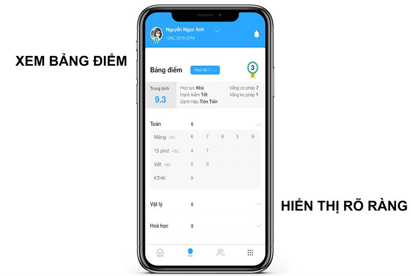 Xem bảng điểm học sinh dễ d&agrave;ng