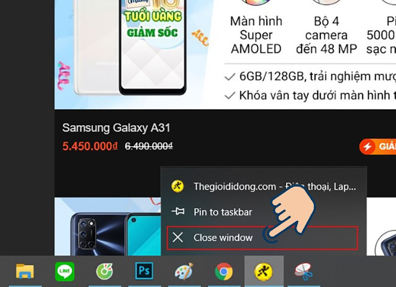 Xóa khỏi Taskbar