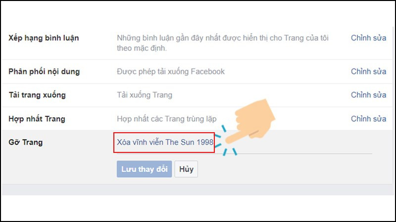 Xóa vĩnh viễn Fanpage