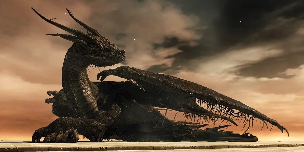 Ancient Dragon boss khổng lồ phun lửa trong Dark Souls 2