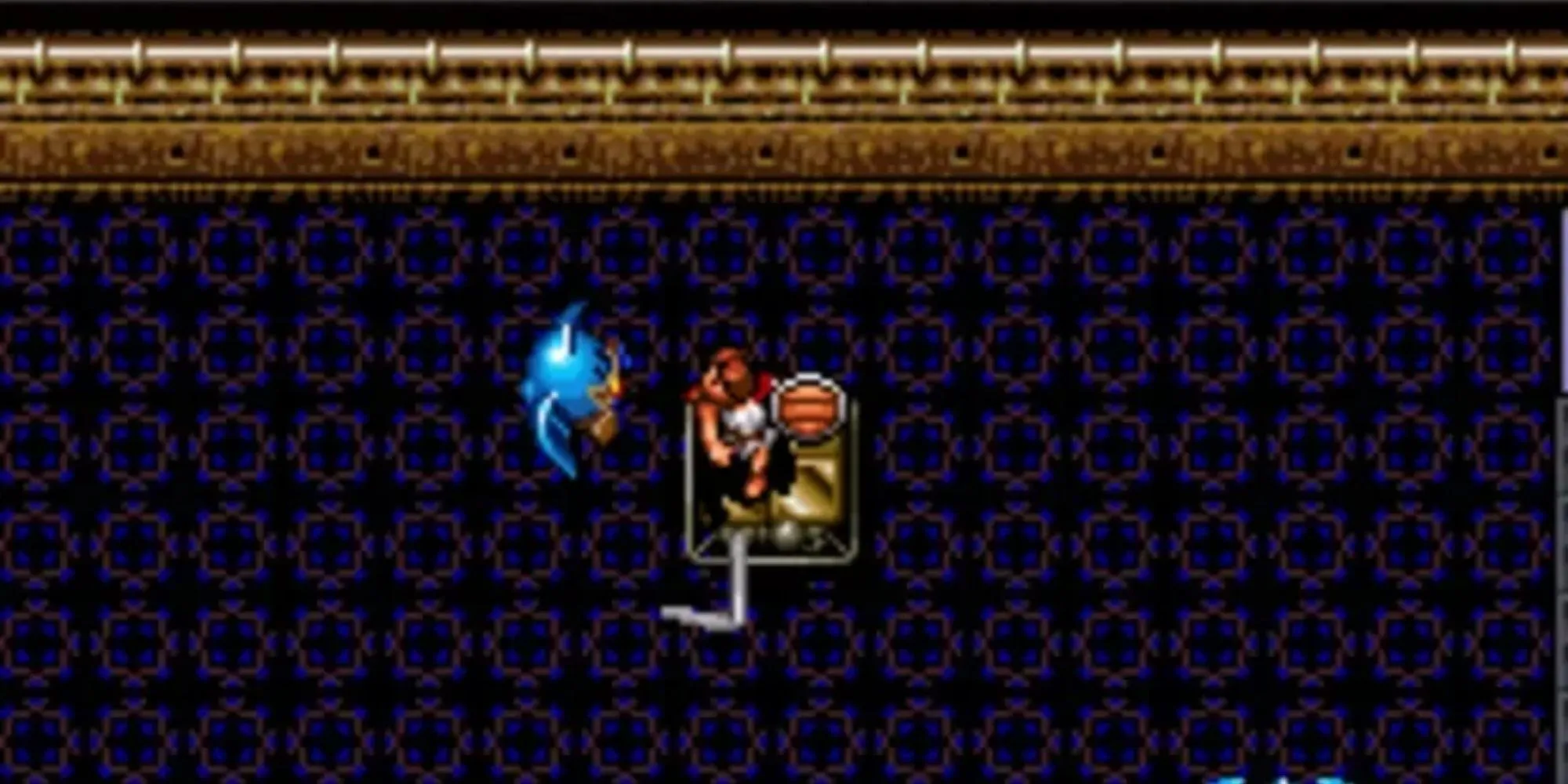 Ảnh chụp màn hình game Brain Lord trên SNES với góc nhìn từ trên xuống