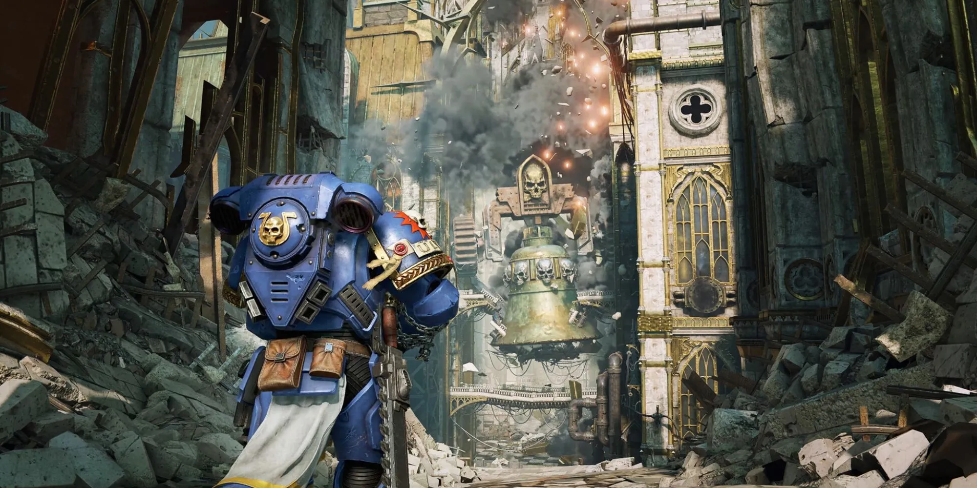 Ảnh chụp màn hình gameplay Warhammer 40k Space Marine 2 với nhân vật chính