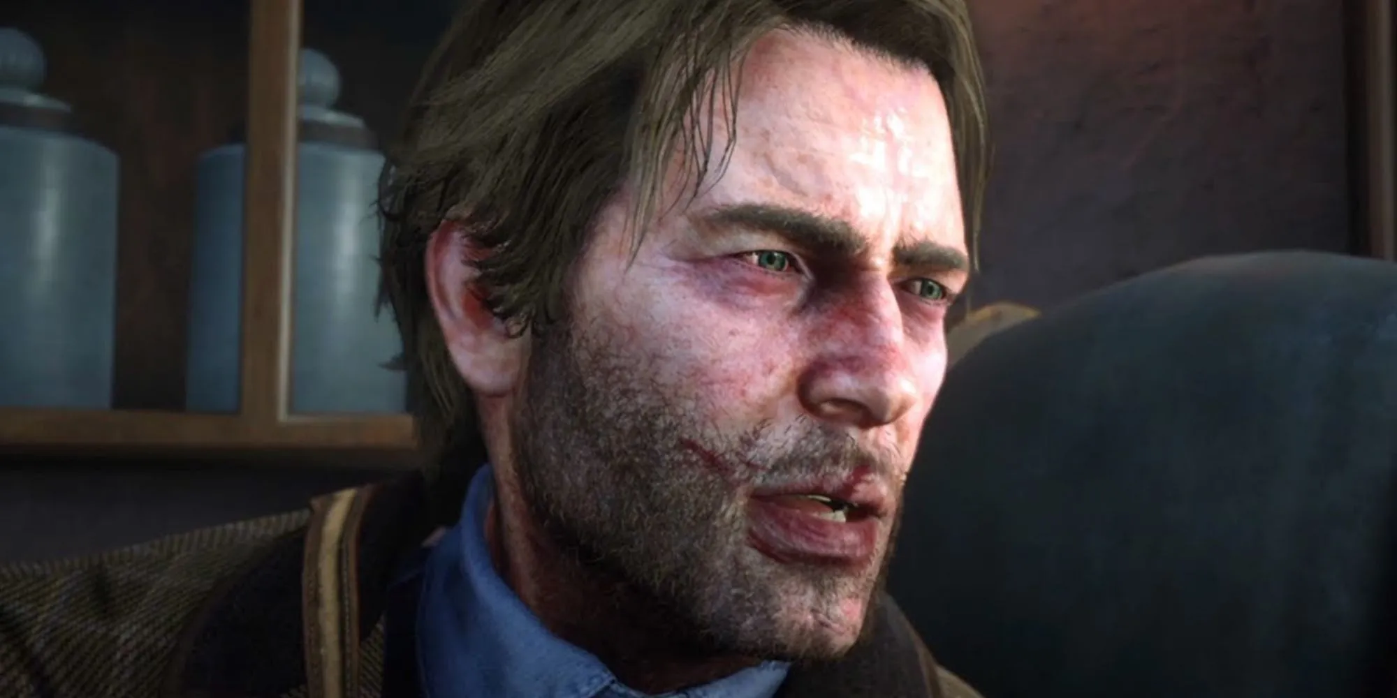 Arthur Morgan trong Red Dead Redemption 2 với gương mặt hốc hác vì bệnh lao
