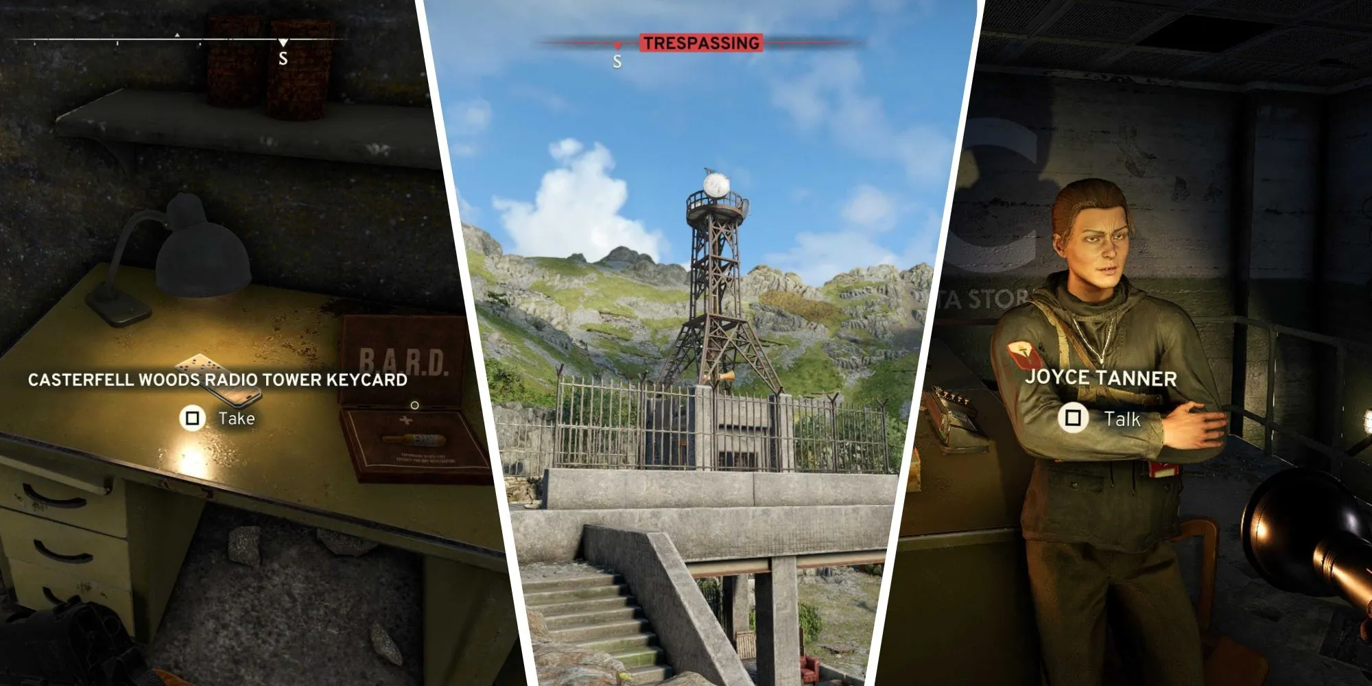 Bản đồ hiển thị các vị trí Trạm Phát Sóng Vô Tuyến và Thẻ Khóa trong game Atomfall